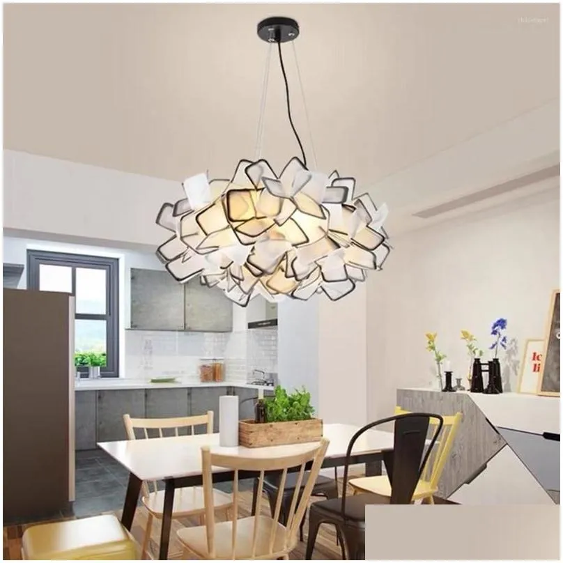 Chandeliers Slamp Clizia Suspension Light Acrylic Chandelier Design Fancy Led Bedroom Cafe Lights Drop Delivery Dhvxp