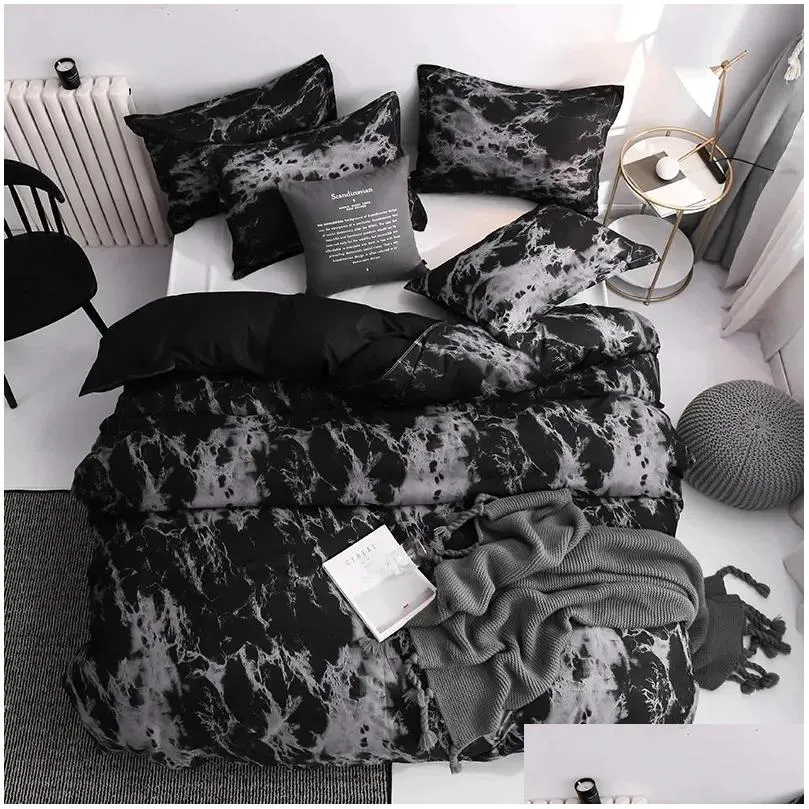 Bedding Sets 3Pcs Couple Duvet Er With Pillow Case Nordic Comforter Set Quilt Queenking Double Or Single Bed 231009 Drop Delivery Dhbrl