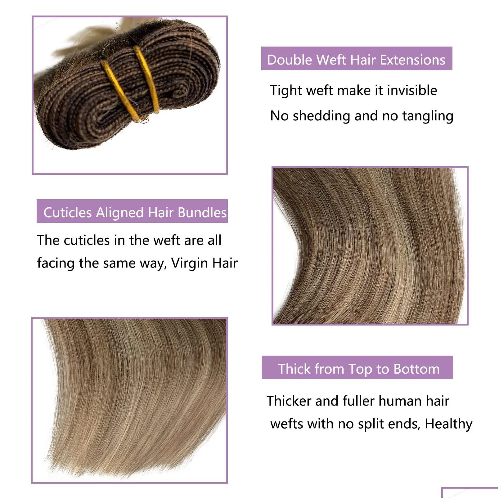 Hair Wefts Highlights Extensions Human Ombre Brown Yage Bundles Straight Brazilian Remy Sew In Weft 2023 New Drop Delivery Products Dhvys