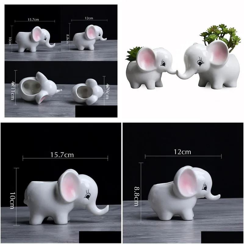 elephant ceramic flower pot fleshy flowerpot european creative handmade manual meat pot