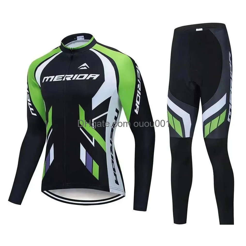 Cycling Jersey Sets Long Sleeved Fleece Suit Autumn And Winter Mountain Biking Drop Delivery Sports Outdoors Jerseys Dhyx7