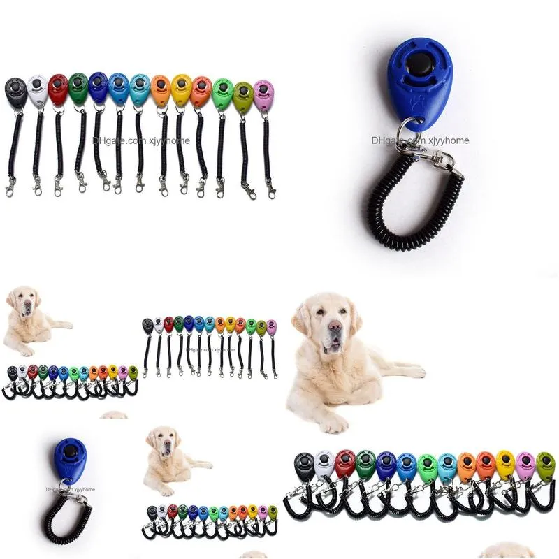 Dog Training & Obedience Pet Click Clicker Agility Trainer Aid Dogs Supplies With Telescopic Rope And Hook Drop Delivery Home Garden Dhf34