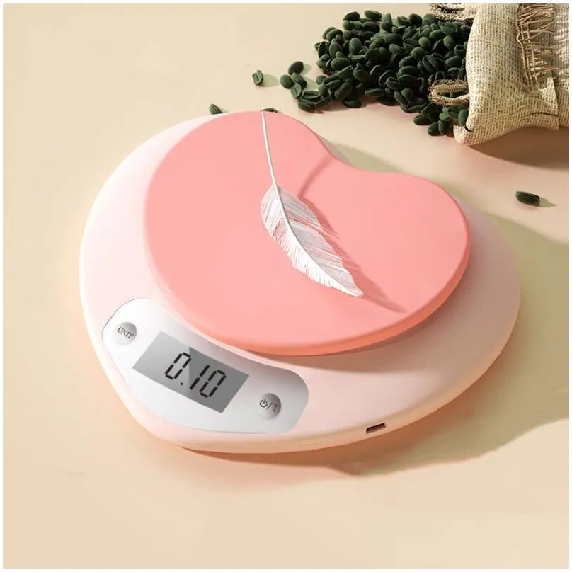 wholesale pink heart mini electronic digital scales kitchen scale accurate gram weighing baking scale 2000g/0.1g