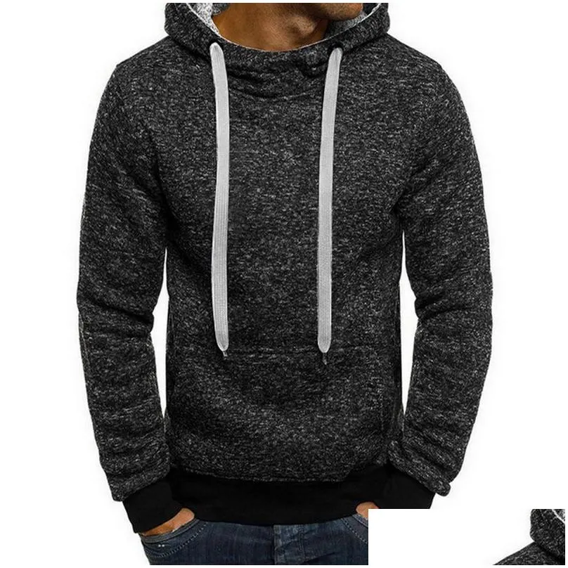 Men`S Hoodies & Sweatshirts Mjartoria Autumn Winter Solid Men Casual Tracksuits Hip Hop Coat Plover Sweatshirt Moleton Top Drop Deliv Dhm9K