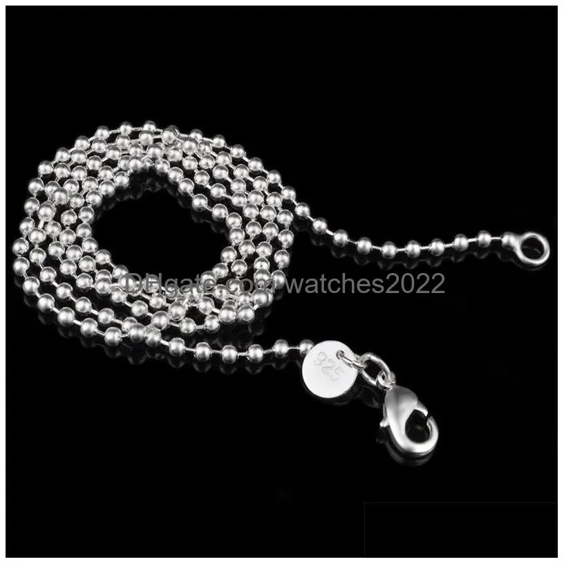 Chains 2.4Mm 925 Sterling Sier Beads Chain Ball Women Jewelry Diy Making Fashion Mens Lobster Clasp Necklaces Gifts 16 18 20-22-24 Dro Dhx4K