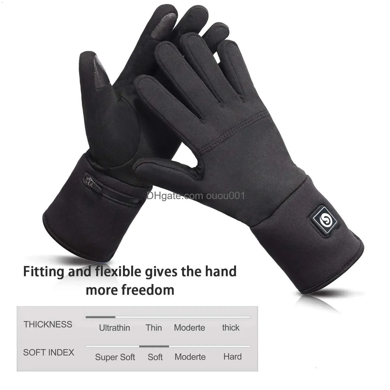 Ski Gloves Heated Glove For Men Women Rechargeable Electric Battery Heating Riding Snowboarding Hiking Cycling Hunting Thin 231109 Dr Dhi82