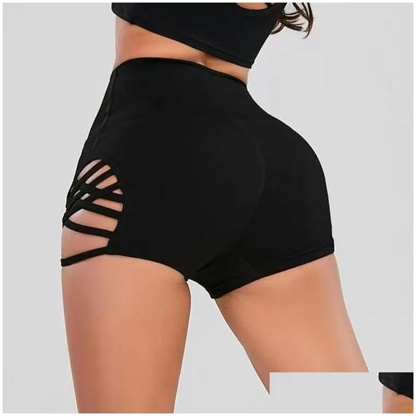 Women`S Shorts Womens Women High Waist Yoga Y Seamless Quick-Drying Gym Side Cross Hollow Fitness Summer Dance Pole Drop Delivery App Dhipd