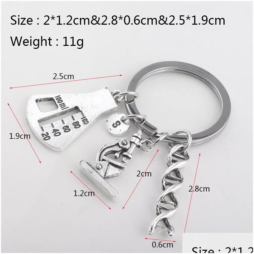 Keychains & Lanyards Sg Newest Biological Experimental Tool Key Chains Conical Flask Molecar Dna Microscope Pendant Keychain Drop Del Dhbmd