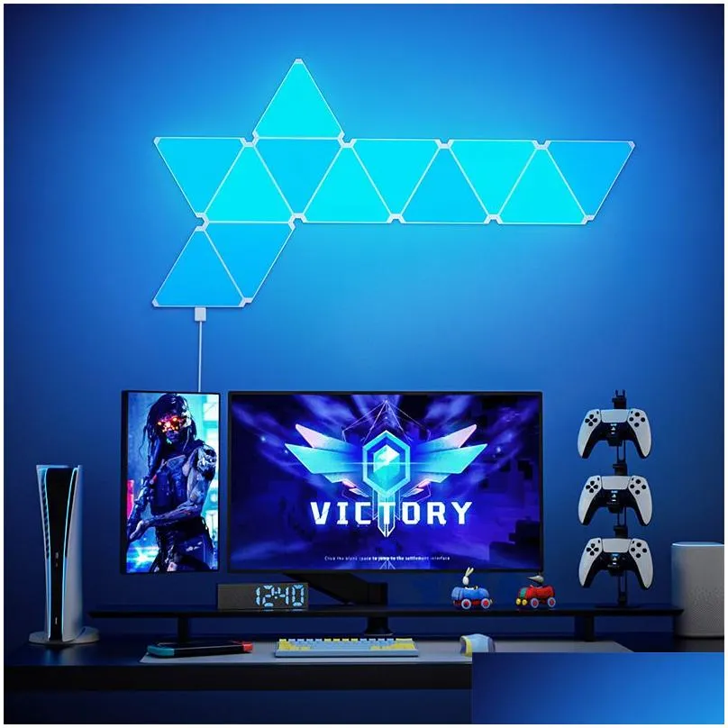 Wall Lamps Diy Smart App Light Plate Ly Creating Sync To Music Indoor Atmosphere Rgb Led Triangle Drop Delivery Lights Lighting Dhwv8