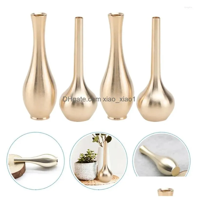 vases 4pcs miniature copper vase flower bud table floral for home decor living room centerpieces