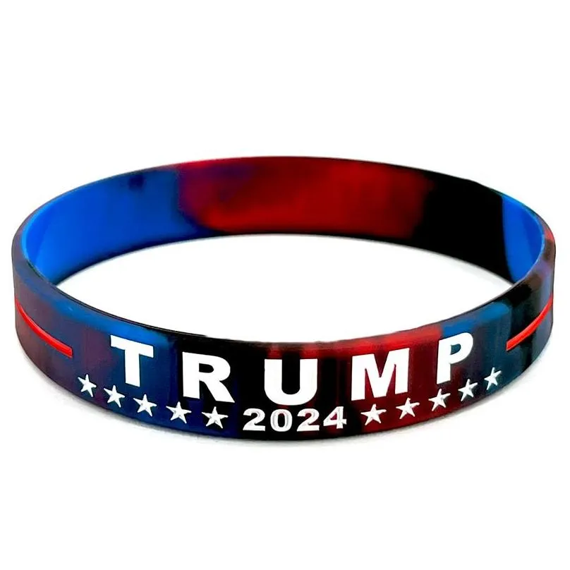 trump 2024 silicone bracelet black blue red wristband party favor save america again