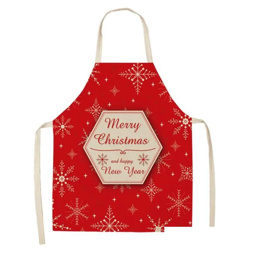 Aprons Creative Christmas Printed Women Kitchen Waterproof Cooking Oil-Proof Cotton Linen Antifoing Chef Drop Delivery Home Garden Tex Dhjn7