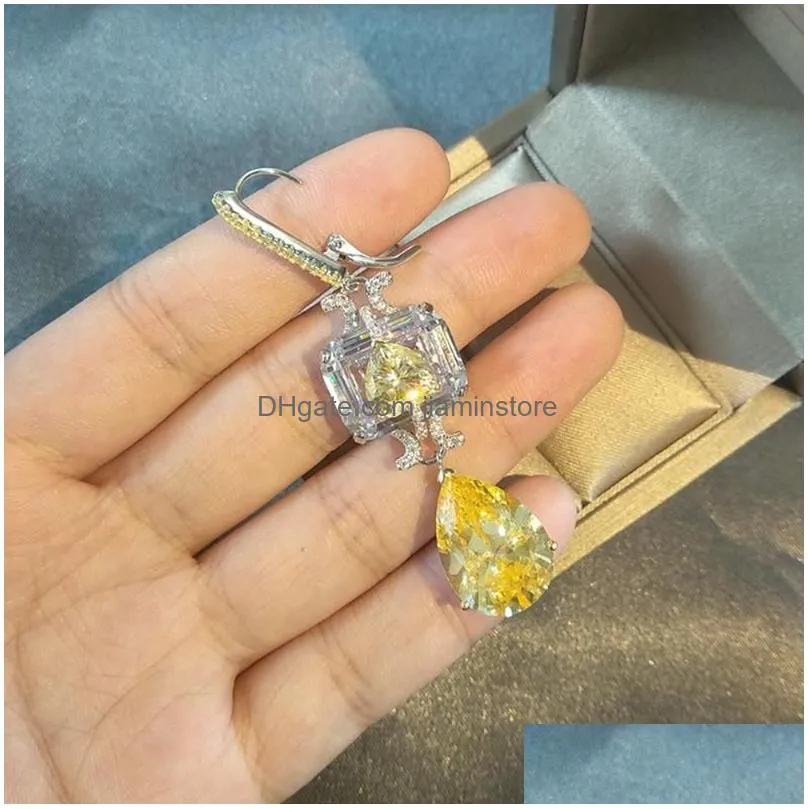 Dangle & Chandelier Wong Rain 925 Sterling Sier 3Ex Vvs 11 18Mm Pink Sapphire Citrine Emerald Created Moissanite Drop Earrings Fine D Dhgck