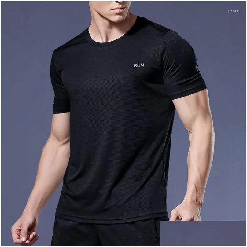 Men`S T-Shirts Mens T Shirts Short Sleeve Sport Shirt Quick Dry Running T-Shirt Breathable Fitness Top Ice Silk Gym Football Jerseys M Dhujg