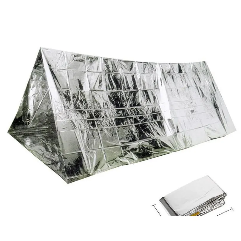 wholesale outdoor emergency tent party favor sun protection warm camping tent pe aluminium coating shelters tents camp hike pads