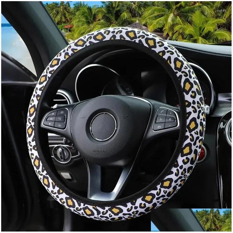 Steering Wheel Covers Ers S Leopard Cheetah Seamless Er Animal Skin Print Protector For Interior Decoration Drop Delivery Automobiles Dhy1N