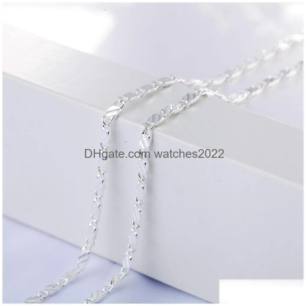 Chains 2Mm Flat Fashion Luxury Women Jewelry 18K Gold Plated Necklace Chain Mens 925 Sier Necklaces Gifts Diy Drop Delivery Pendants Dhvpz