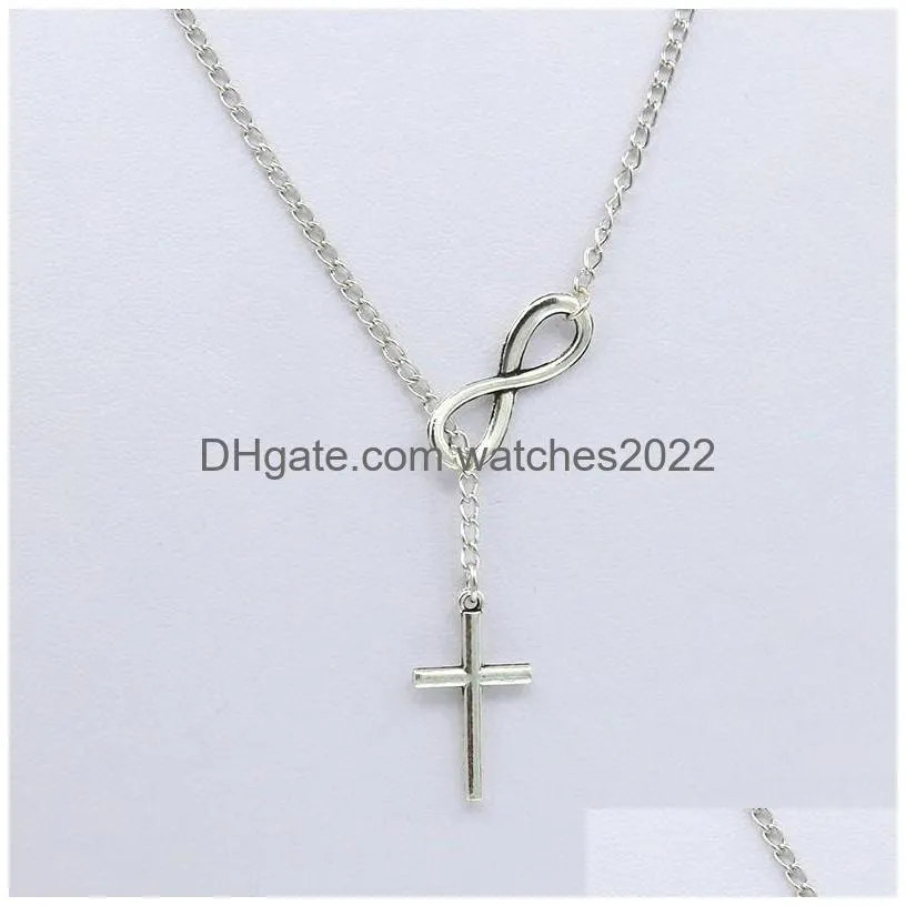 Pendant Necklaces Infinity Cross For Women Ladies Fashion Wedding Party Event Jewelry 925 Sier Plated Chain Eight Elegant Charms Drop Dhx8V