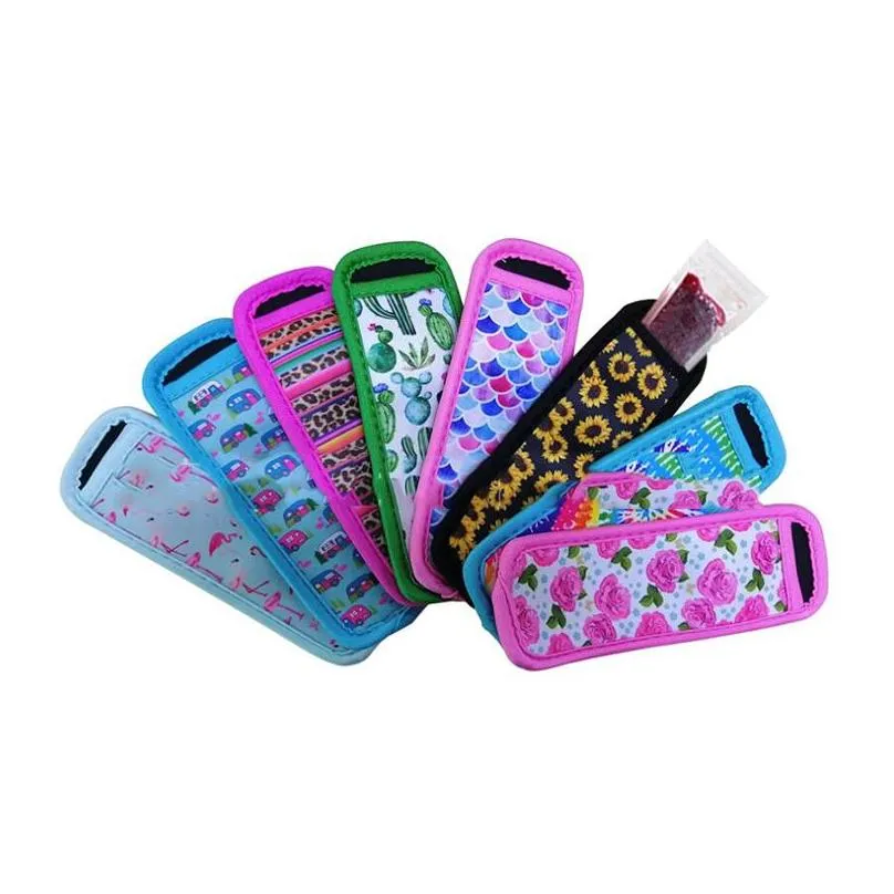 portable natural rubber popsicle cover favor fashion printing neoprene popsicles protective set antize hand reusable