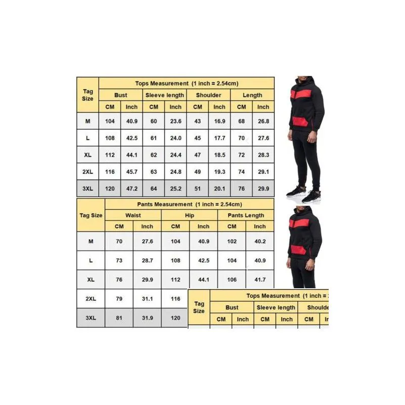 Men`S Tracksuits Mens Autumn Tracksuit Jogging Top Bottom Sport Sweatpants Harajuku Suit Hoodie Trousers Hip Hop Set Plus Size Drop D Dhdge