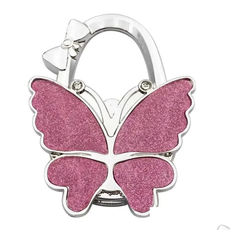 Hooks & Rails Hook Butterfly Handbag Hanger Glossy Matte Foldable Table For Bag Drop Delivery Home Garden Housekeeping Organization St Dh5Re