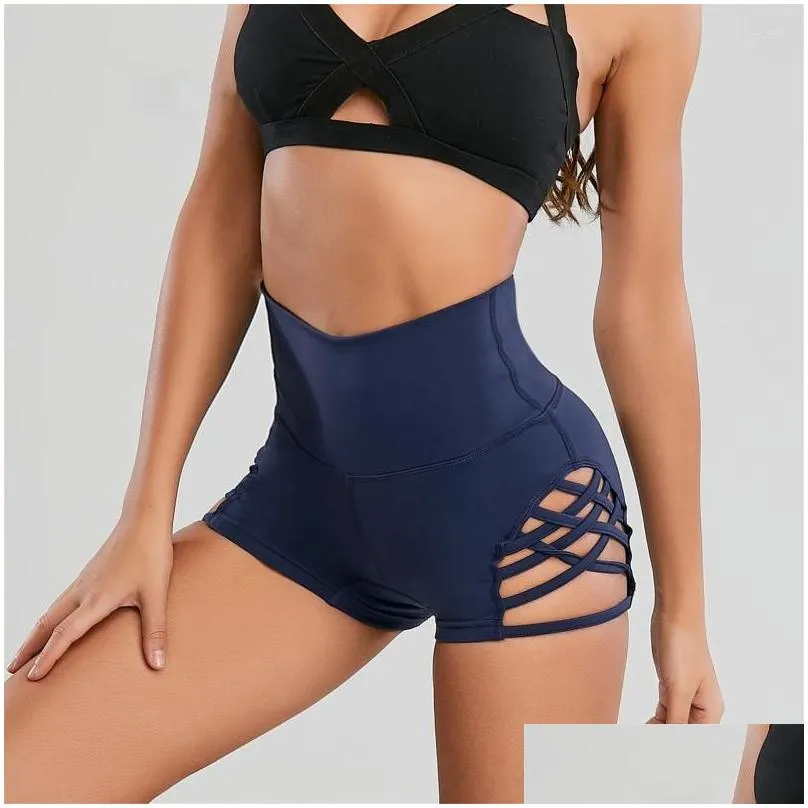 Women`S Shorts Womens Women High Waist Yoga Y Seamless Quick-Drying Gym Side Cross Hollow Fitness Summer Dance Pole Drop Delivery App Dhipd