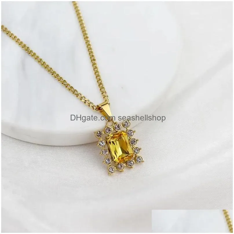 Other Pendants 2024 Stainless Steel Pvd Plating Heart Shape Cubic Zircon Stone Pendant Necklace Ladies Party Christmas Jewelry Gift Dr Dhwrz
