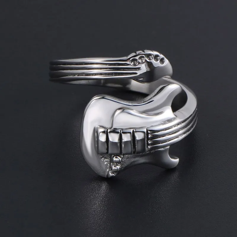 Cluster Rings Adjustable Bohemian Mens Ring Electric Guitar Rock Punk Opening For Women Jewelry Accessories Drop Delivery Otsae