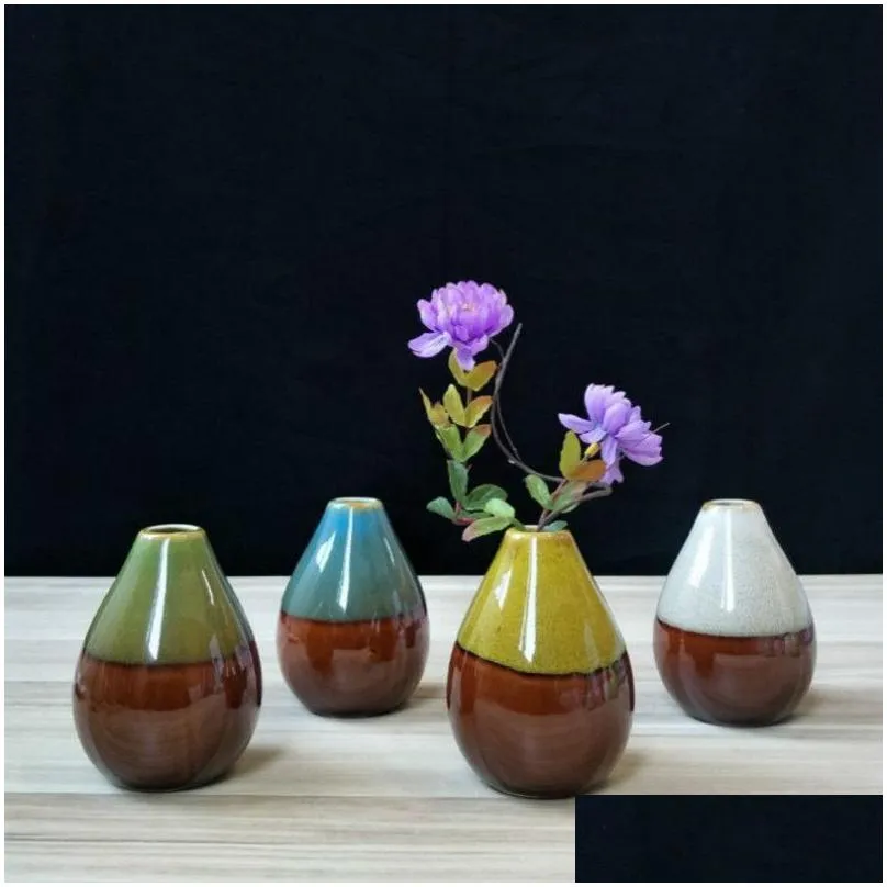 Vases Ceramic Flower Pot Vase Creative Delicate Festival Gifts Office Porcelain Home Table Decor Ornament Mini Drop Delivery Garden Dhkmp