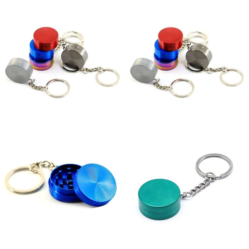 Herb Grinder Mini Zinc Alloy Keychains Tobacco 2 Layers 30Mm Grinders Keychain Portable Smoking Pipe Accessories Drop Delivery Home Ga Dhkeb