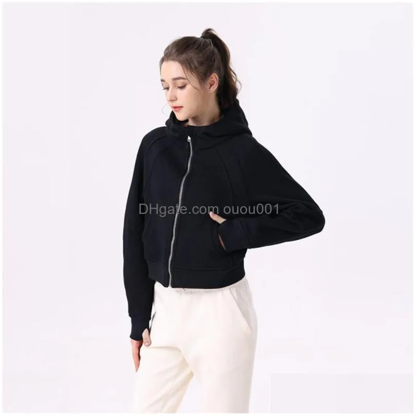 Yoga Outfit New Lu-07 P Scuba Womens Zipper Hoodie Loose Short Warm Sports Fl Sweater Drop Delivery Outdoors Fitness Supplies Dhypc