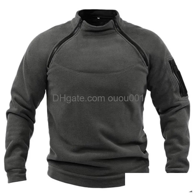 Tactical Polos Stand Collar Mens Sweater Spring Loose Solid Color Outdoor Warm Breathable Jacket Pf Drop Delivery Gear Clothing Dhbsf