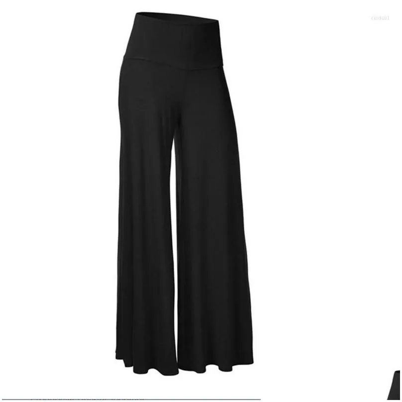 Active Pants Plus Size Fall Summer Womens High Waisted Wide Leg Fashion Solid Color Clothing Casual Trouser Drop Delivery Dhtnw