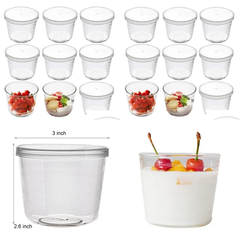 glass bowls with plastic lids clear pudding cups fruits dish glass containers for salad dessert snacks zer food storage bowls