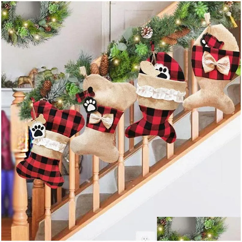 Christmas Decorations Creative Decoration Stockings Pet Socks Ornaments Gift Bags Xmas Tree Hanging Pendant Holiday Supplies Drop Deli Dhnoa