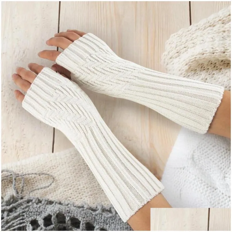 Cycling Gloves Mitten Soft Knitted Sleeve Fashion Women Fingerless Arm Winter Warm