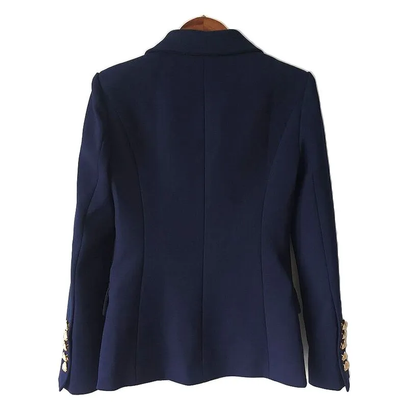 New Fashion Blazer Jacket Women`s Double Breasted Metal  Buttons Blazer Outer