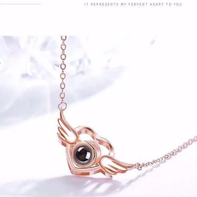 Pendant Necklaces Fashion Jewelry Heart Projection Hollow Out 100 Kinds Of Languages I Love You Memory Necklace Female Dithering Tone Otyom