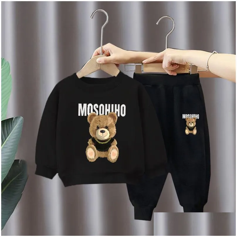 Clothing Sets Kids Clothes Spring And Autumn Suit Children S Cartoon Printed Hoodie Boys Girls Long Sleeve Pants Two Piece Set 230207 Dhfr7