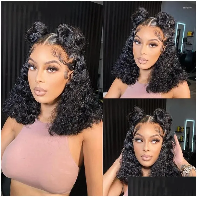 Bob Wig Curly Lace Front Human Hair Black Wet And Wavy Frontal Brazilian Water Wave Wigs Sale Clearance