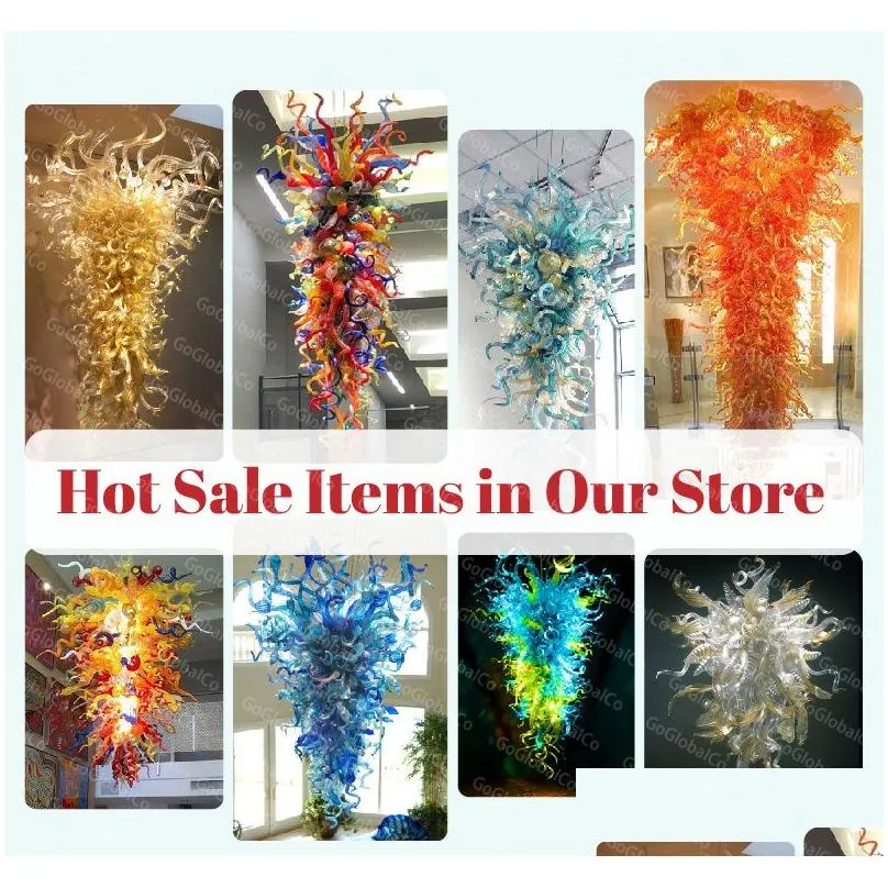 Pendant Lamps Retro Amber Color Lights Antique Hand Blown Glass Chandelier For Art Decor Led Bbs 24 Inches Drop Delivery Lighting Indo Dhwyg