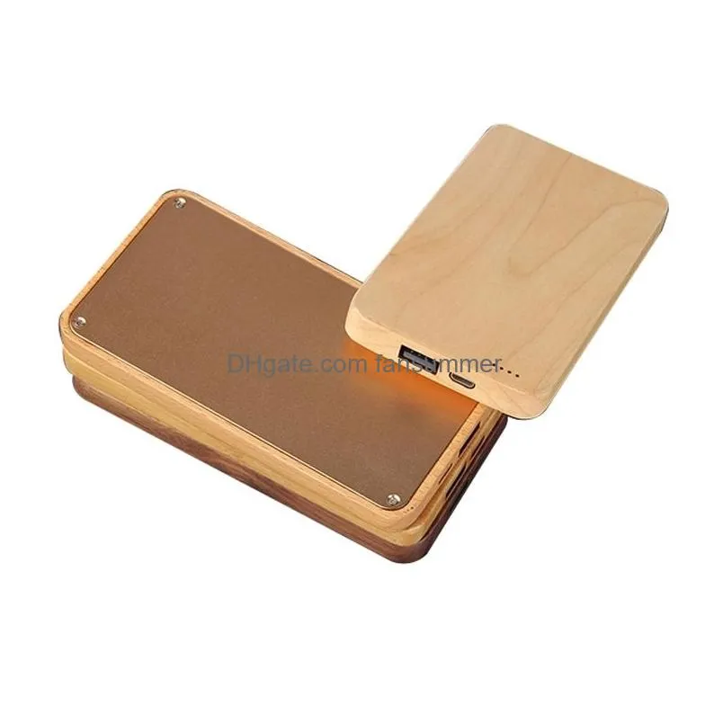 Cell Phone Power Banks Wooden Bank Mobile Large Capacity For Tablet Pc External Battery 8000Mah Drop Delivery Phones Accessories Dhnfr