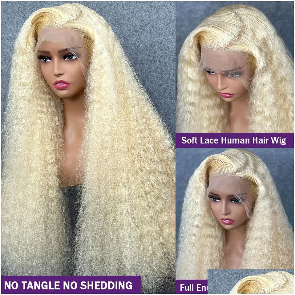 Synthetic Wigs 40Inches Long 613 Lace Frontal Wig Deep Wave 13X4 Blonde Front Human Hair Pre Plucked Hd Curly Drop Delivery Products Dhkqh