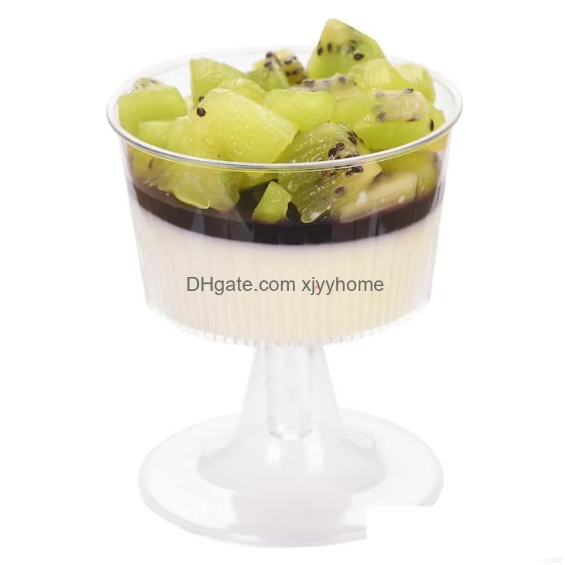 Disposable Cups & Straws Clear Transparent Dessert Pudding Bowl Ice Cream Cup For Birthday Party Holiday Dinner Tableware Drop Deliver Dht49