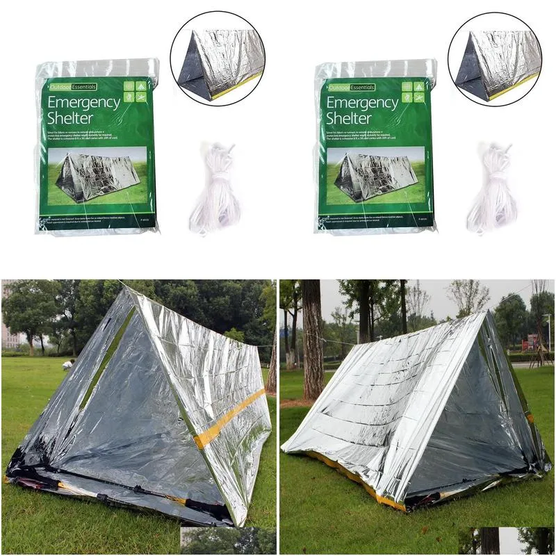 Emergency Preparedness Wholesale Outdoor Tent Party Favor Sun Protection Warm Cam Pe Aluminium Coating Shelters Tents Camp Hike Pads D Dhhuo