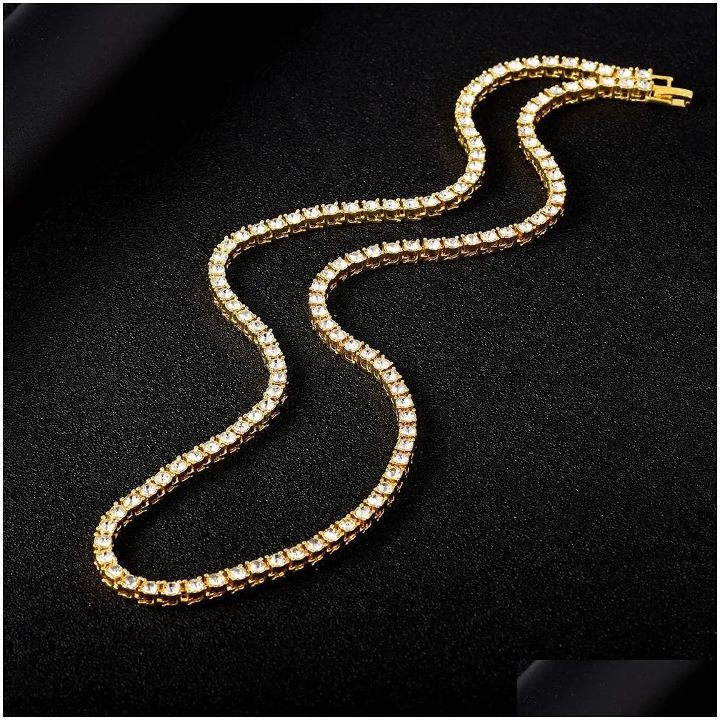 Tennis, Graduated New Classical 4Mm Tennis Chain Necklace Iced Out Bracelet Men Fashion Hip-Hop Jewelry Women 8/16/18/20/24/30Inch Cho Ot8Cr