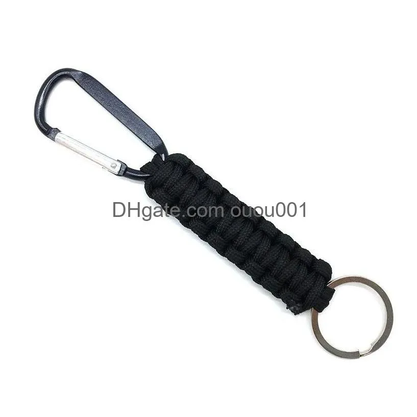 Hand Tools Outdoor Keychain Ring Cam Carabiner Paracord Cord Rope Survival Kit Emergency Knot Bottle Opener Drop Delivery Sports Outdo Dhpbw