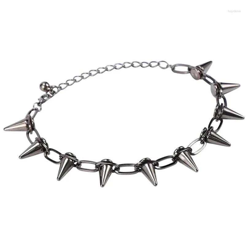 Pendant Necklaces 3X Metal Spikes Studs Rivets Punk Goth Necklace Choker Collar