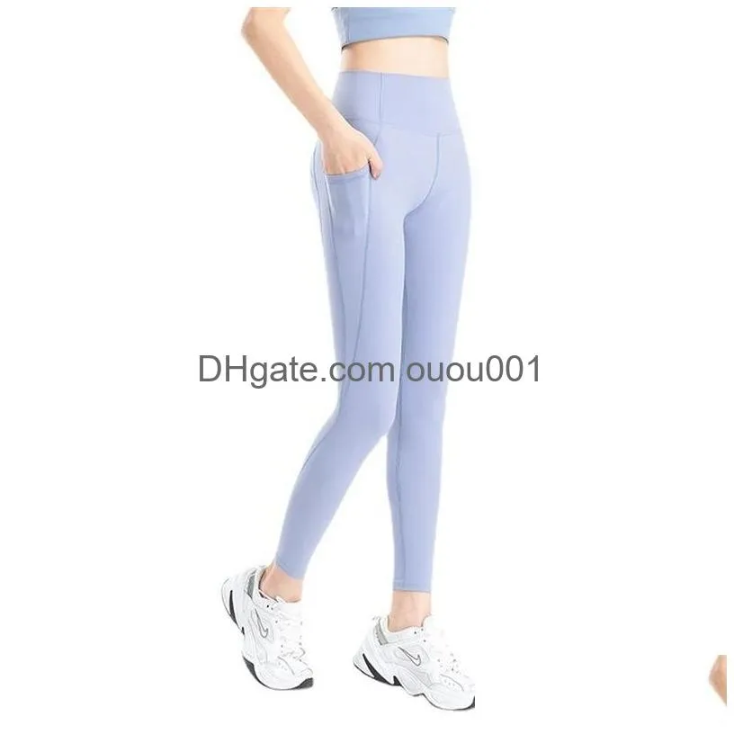 Yoga Outfit Emons Women Leggings Pants Fitness Push Up Exercise Running With Side Pocket Gym Seamless Peach Butt Tight 124 Drop Delive Dh9Br