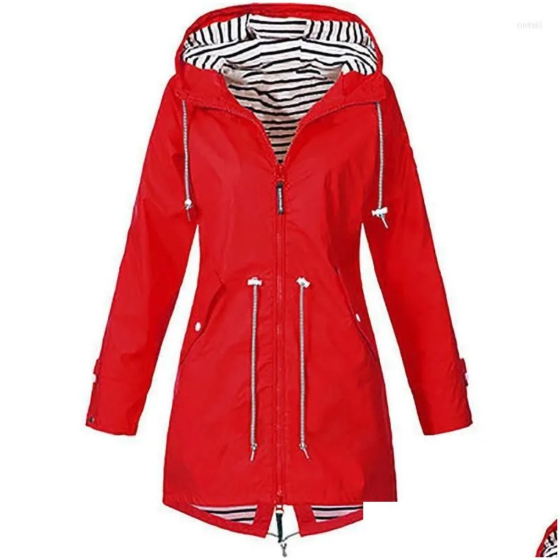 Women`S Trench Coats Womens Autumn/Winter Zippered Racing Top 3-In-1 Outdoor Hooded Mountaineering Coat Drop Delivery Apparel Clothing Dh3A2